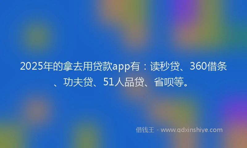 2025年的拿去用贷款app有：读秒贷、360借条、功夫贷、51人品贷、省呗等。