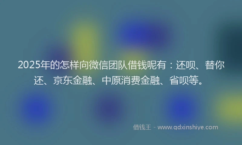 2025年的怎样向微信团队借钱呢有：还呗、替你还、京东金融、中原消费金融、省呗等。
