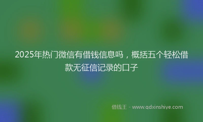 2025年热门微信有借钱信息吗，概括五个轻松借款无征信记录的口子