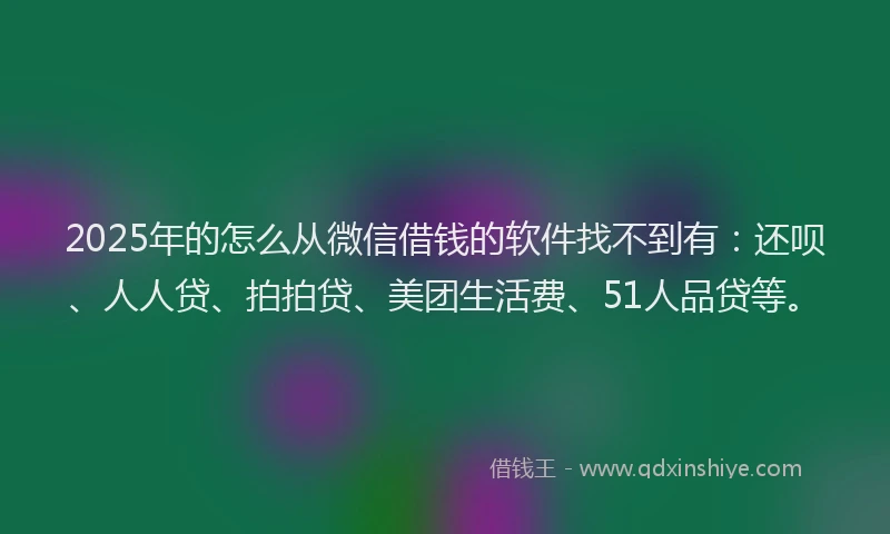 2025年的怎么从微信借钱的软件找不到有：还呗、人人贷、拍拍贷、美团生活费、51人品贷等。