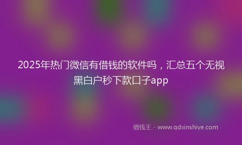 2025年热门微信有借钱的软件吗，汇总五个无视黑白户秒下款口子app