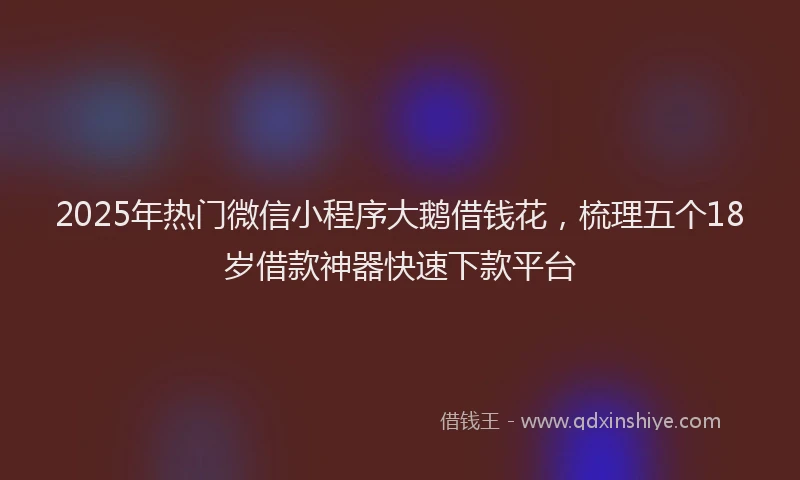2025年热门微信小程序大鹅借钱花，梳理五个18岁借款神器快速下款平台