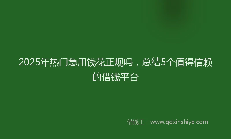 2025年热门急用钱花正规吗，总结5个值得信赖的借钱平台