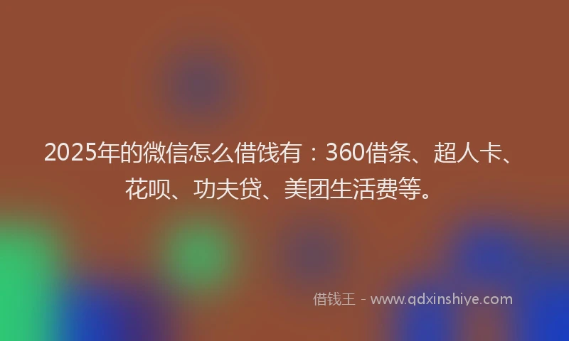 2025年的微信怎么借饯有：360借条、超人卡、花呗、功夫贷、美团生活费等。