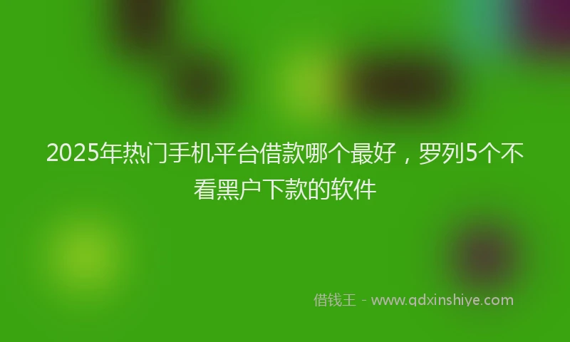 2025年热门手机平台借款哪个最好，罗列5个不看黑户下款的软件