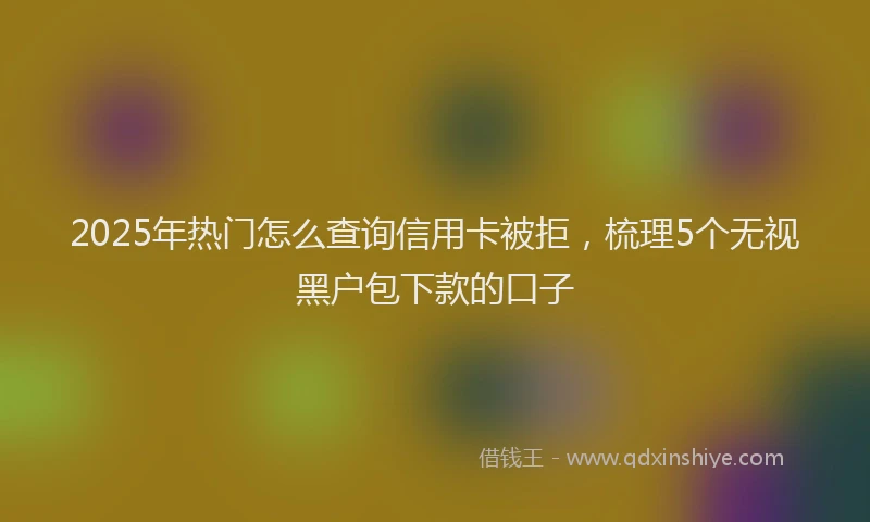 2025年热门怎么查询信用卡被拒，梳理5个无视黑户包下款的口子