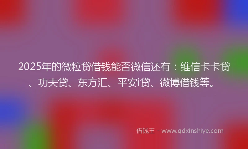 2025年的微粒贷借钱能否微信还有：维信卡卡贷、功夫贷、东方汇、平安i贷、微博借钱等。