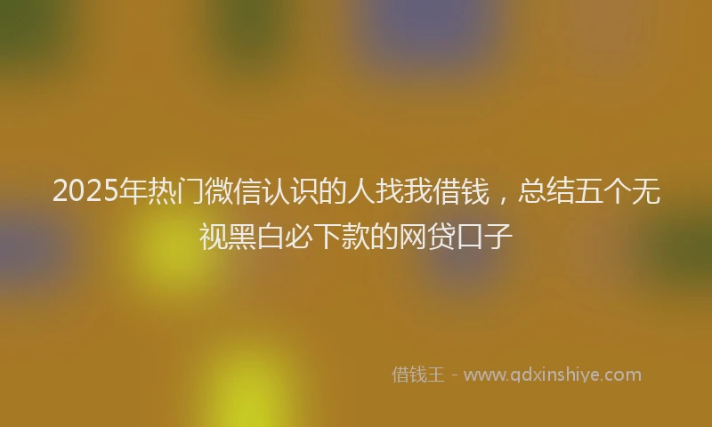 2025年热门微信认识的人找我借钱，总结五个无视黑白必下款的网贷口子