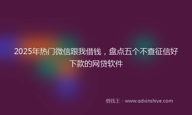 2025年热门微信跟我借钱，盘点五个不查征信好下款的网贷软件