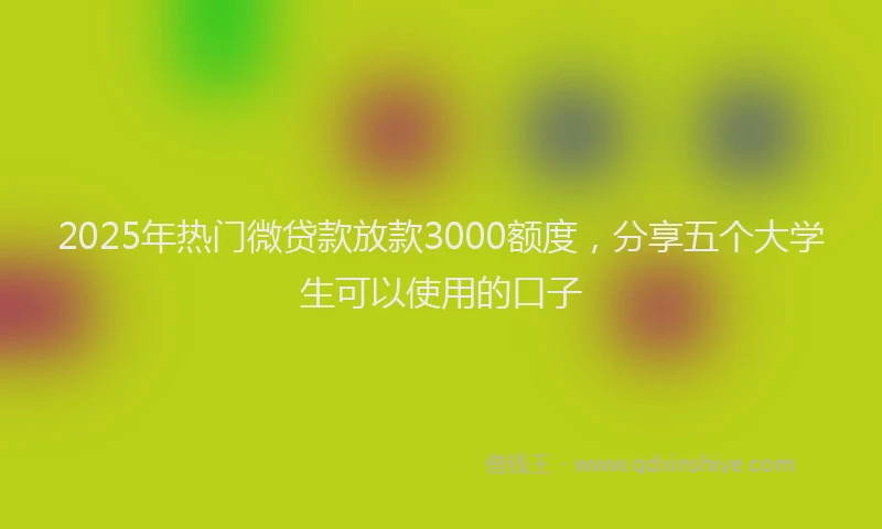 2025年热门微贷款放款3000额度，分享五个大学生可以使用的口子