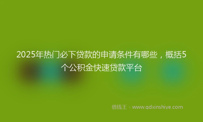 2025年热门必下贷款的申请条件有哪些，概括5个公积金快速贷款平台