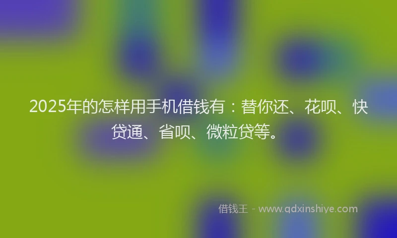 2025年的怎样用手机借钱有：替你还、花呗、快贷通、省呗、微粒贷等。