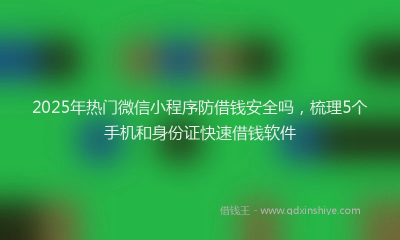 2025年热门微信小程序防借钱安全吗，梳理5个手机和身份证快速借钱软件