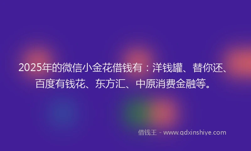 2025年的微信小金花借钱有：洋钱罐、替你还、百度有钱花、东方汇、中原消费金融等。