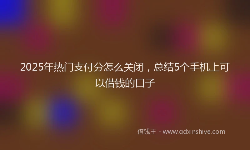 2025年热门支付分怎么关闭，总结5个手机上可以借钱的口子