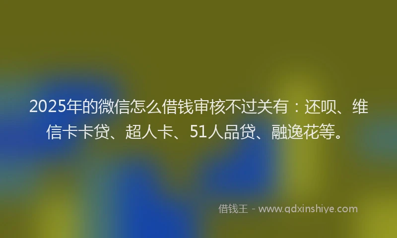 2025年的微信怎么借钱审核不过关有：还呗、维信卡卡贷、超人卡、51人品贷、融逸花等。