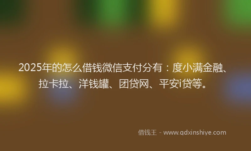 2025年的怎么借钱微信支付分有：度小满金融、拉卡拉、洋钱罐、团贷网、平安i贷等。