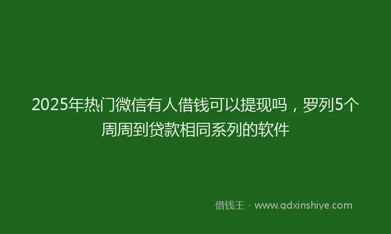 2025年热门微信有人借钱可以提现吗，罗列5个周周到贷款相同系列的软件