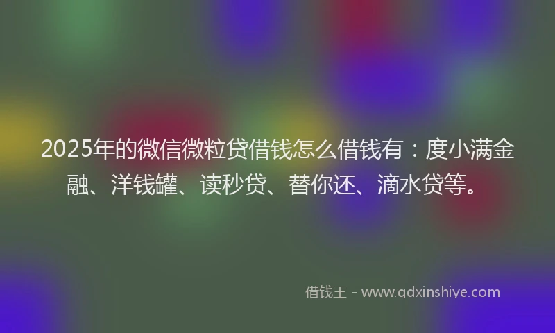 2025年的微信微粒贷借钱怎么借钱有：度小满金融、洋钱罐、读秒贷、替你还、滴水贷等。