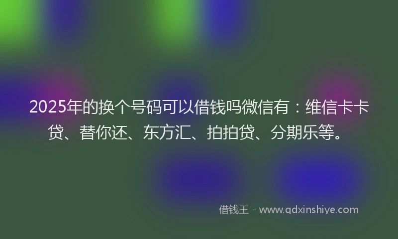 2025年的换个号码可以借钱吗微信有：维信卡卡贷、替你还、东方汇、拍拍贷、分期乐等。