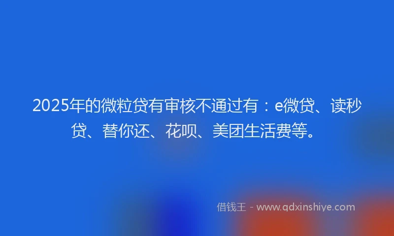 2025年的微粒贷有审核不通过有：e微贷、读秒贷、替你还、花呗、美团生活费等。