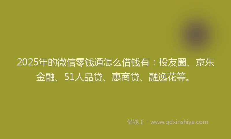 2025年的微信零钱通怎么借钱有：投友圈、京东金融、51人品贷、惠商贷、融逸花等。
