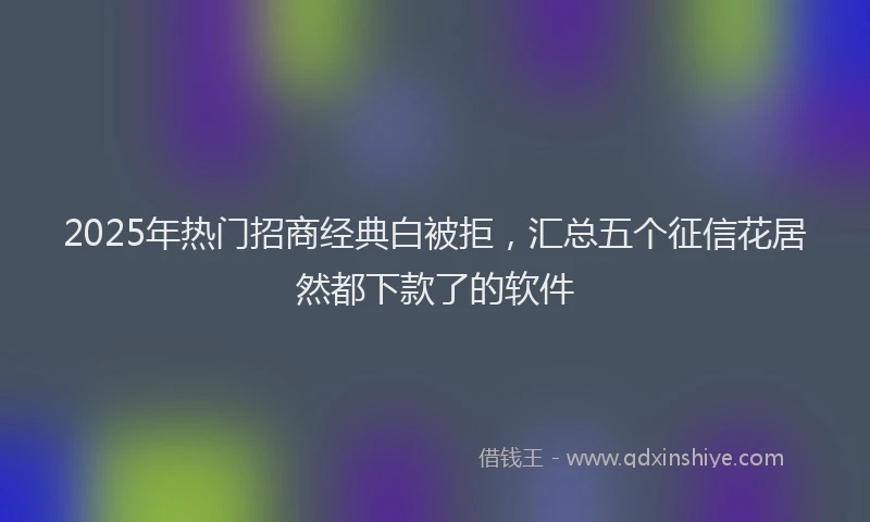 2025年热门招商经典白被拒，汇总五个征信花居然都下款了的软件