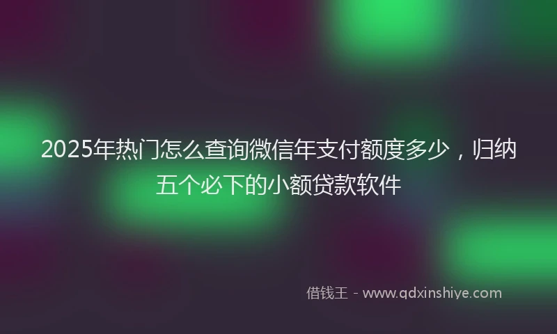 2025年热门怎么查询微信年支付额度多少，归纳五个必下的小额贷款软件