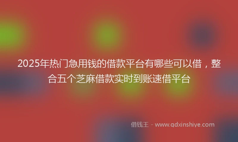 2025年热门急用钱的借款平台有哪些可以借，整合五个芝麻借款实时到账速借平台
