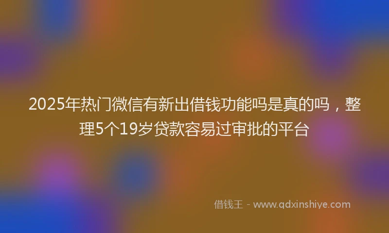 2025年热门微信有新出借钱功能吗是真的吗，整理5个19岁贷款容易过审批的平台
