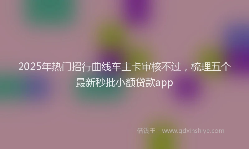 2025年热门招行曲线车主卡审核不过，梳理五个最新秒批小额贷款app