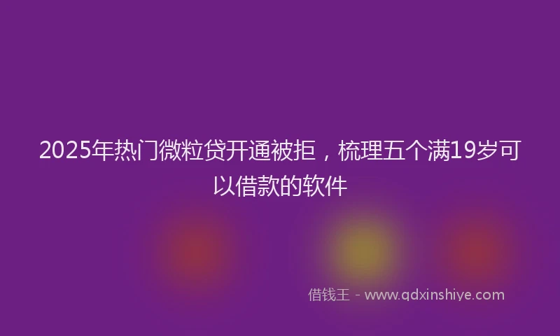 2025年热门微粒贷开通被拒，梳理五个满19岁可以借款的软件