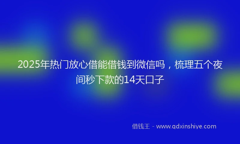 2025年热门放心借能借钱到微信吗，梳理五个夜间秒下款的14天口子
