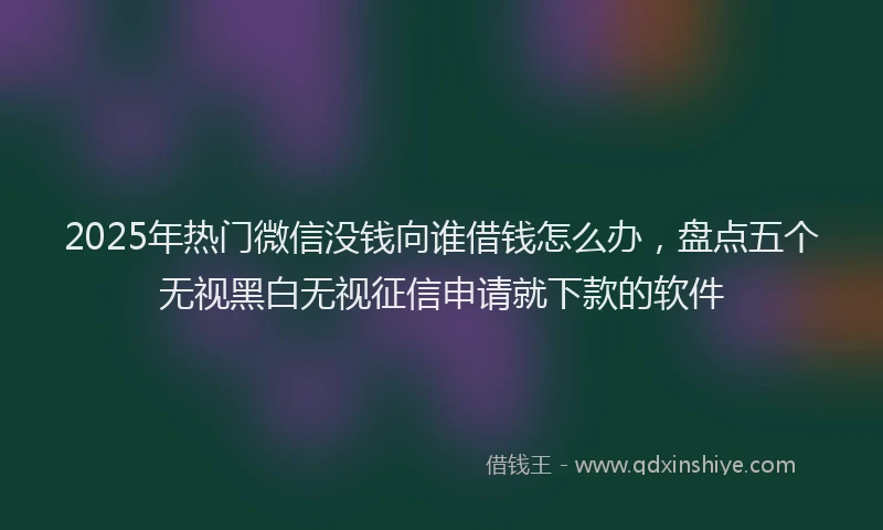 2025年热门微信没钱向谁借钱怎么办，盘点五个无视黑白无视征信申请就下款的软件