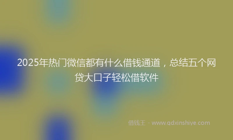 2025年热门微信都有什么借钱通道，总结五个网贷大口子轻松借软件