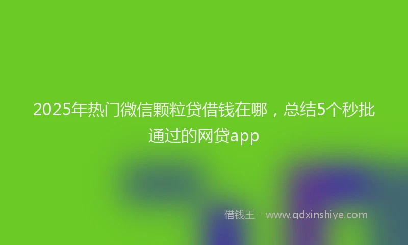 2025年热门微信颗粒贷借钱在哪，总结5个秒批通过的网贷app