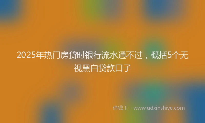 2025年热门房贷时银行流水通不过，概括5个无视黑白贷款口子