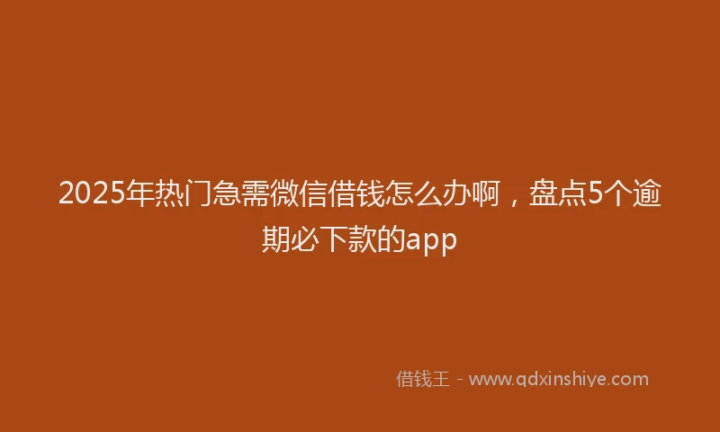 2025年热门急需微信借钱怎么办啊，盘点5个逾期必下款的app