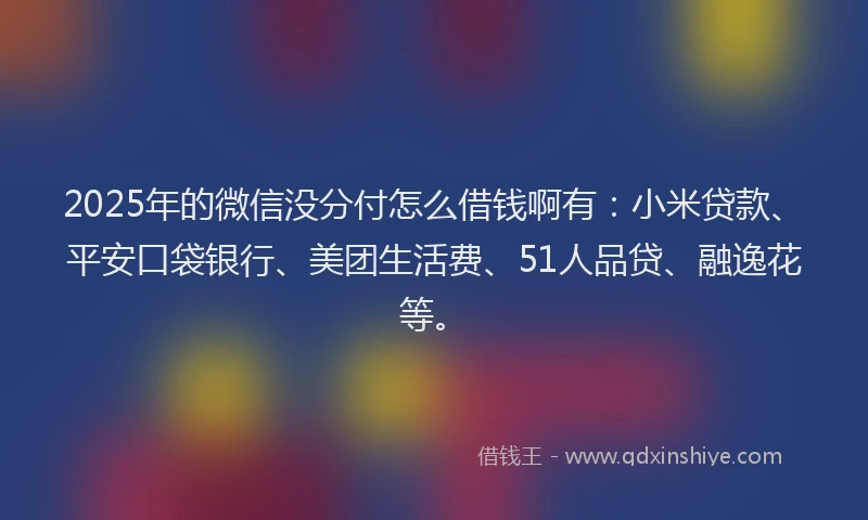 2025年的微信没分付怎么借钱啊有：小米贷款、平安口袋银行、美团生活费、51人品贷、融逸花等。