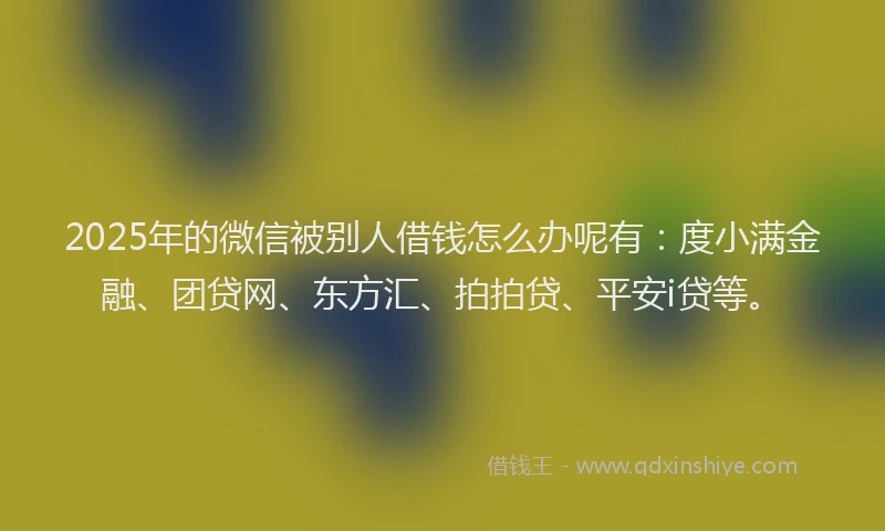 2025年的微信被别人借钱怎么办呢有：度小满金融、团贷网、东方汇、拍拍贷、平安i贷等。