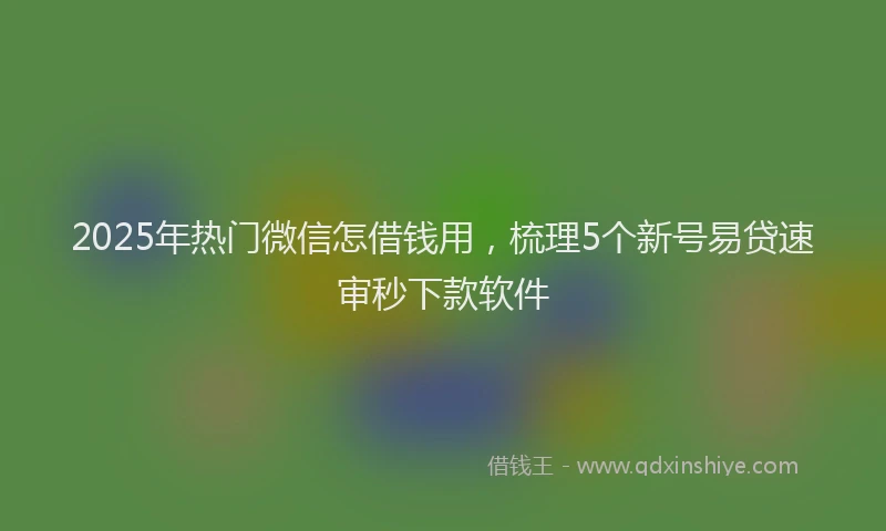 2025年热门微信怎借钱用，梳理5个新号易贷速审秒下款软件