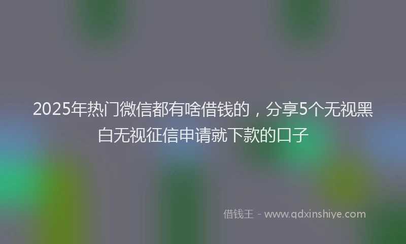 2025年热门微信都有啥借钱的，分享5个无视黑白无视征信申请就下款的口子