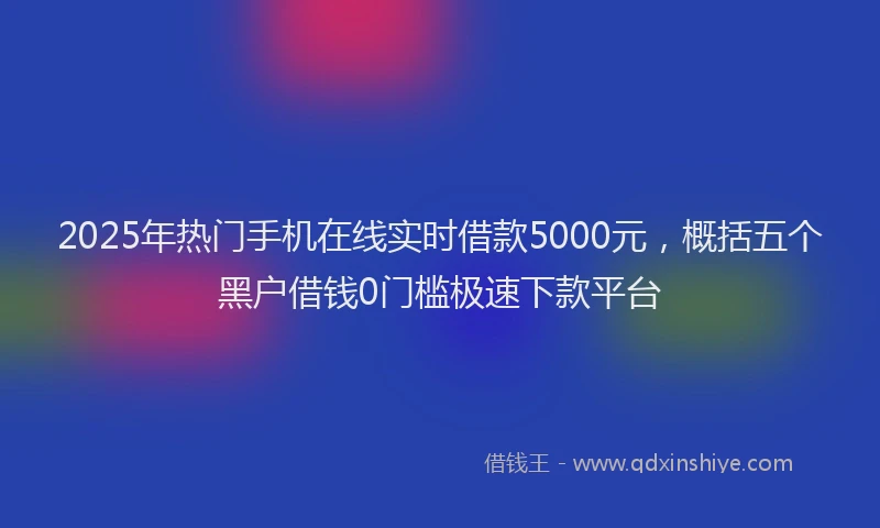 2025年热门手机在线实时借款5000元，概括五个黑户借钱0门槛极速下款平台