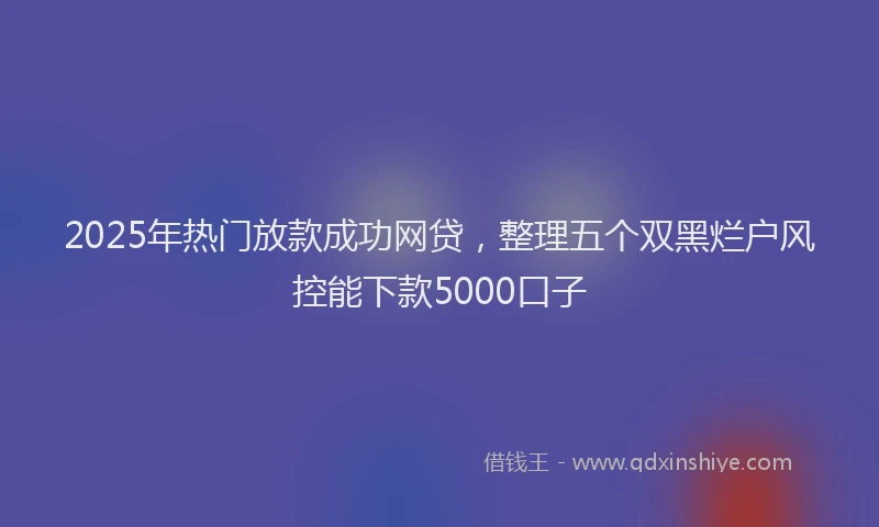 2025年热门放款成功网贷，整理五个双黑烂户风控能下款5000口子
