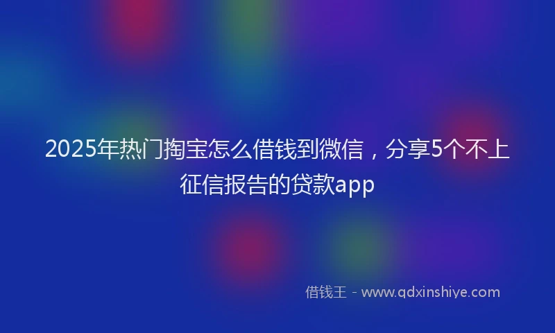2025年热门掏宝怎么借钱到微信，分享5个不上征信报告的贷款app