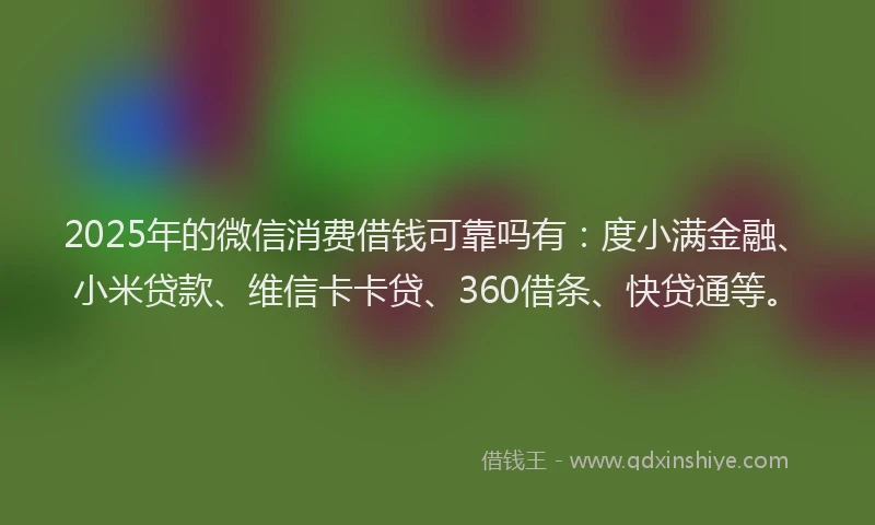 2025年的微信消费借钱可靠吗有：度小满金融、小米贷款、维信卡卡贷、360借条、快贷通等。