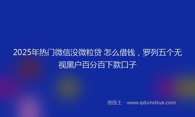 2025年热门微信没微粒贷 怎么借钱，罗列五个无视黑户百分百下款口子