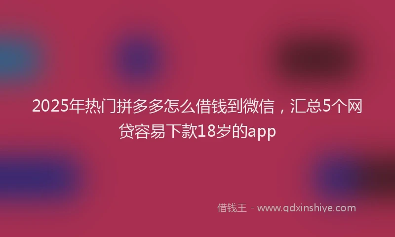 2025年热门拼多多怎么借钱到微信，汇总5个网贷容易下款18岁的app