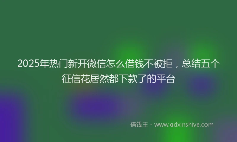 2025年热门新开微信怎么借钱不被拒，总结五个征信花居然都下款了的平台