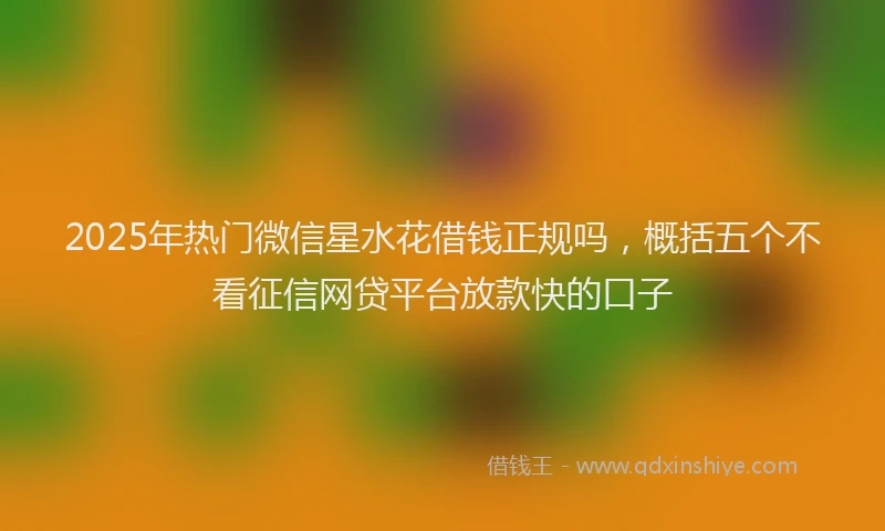 2025年热门微信星水花借钱正规吗，概括五个不看征信网贷平台放款快的口子